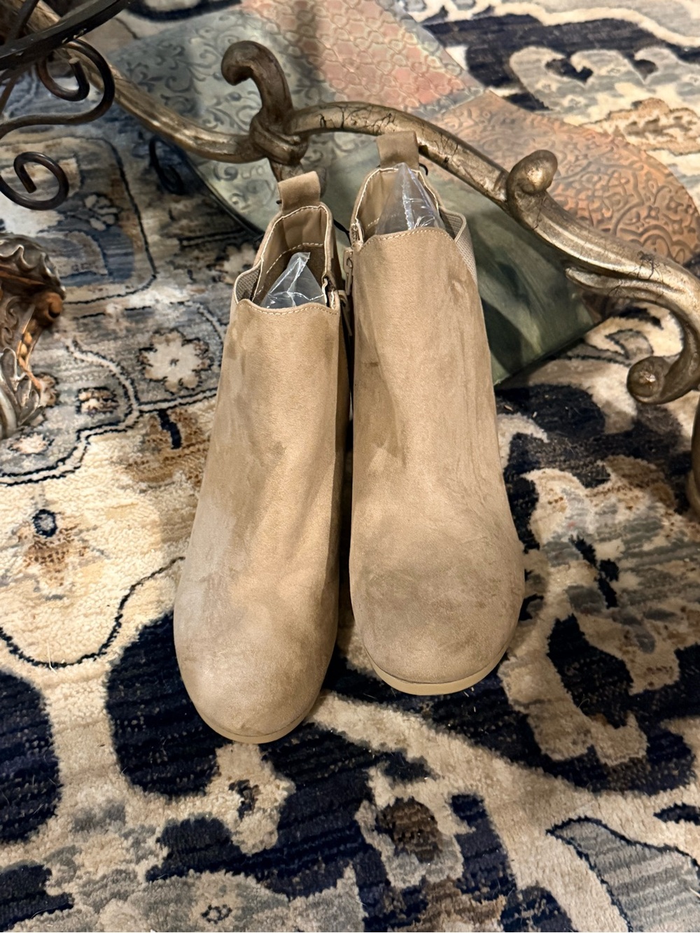 Time and Tru Taupe Suede Ankle Booties